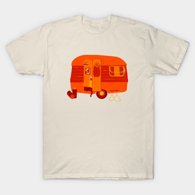 Retro Camper Cat T-Shirt by braveleopard